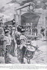 A rendição da ilha Maurícia aos britânicos em 1810, ilustração da "Hutchinson&39;s Story ofthe British Nation",